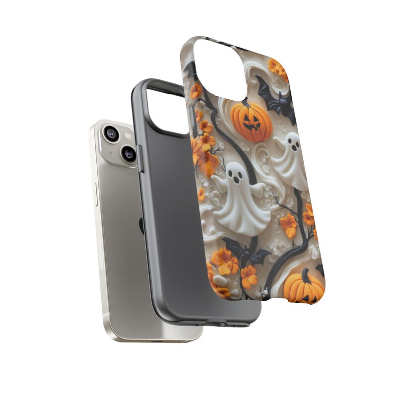 Ghost Halloween Phone Case Cute Ghosts Adorable Fall Autumn Casper Jack-o-lanterns Collage Trendy iPhone 17 16 15 14 13 Samsung bild 4