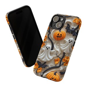 Ghost Halloween Phone Case Cute Ghosts Adorable Fall Autumn Casper Jack-o-lanterns Collage Trendy iPhone 17 16 15 14 13 Samsung bild 3