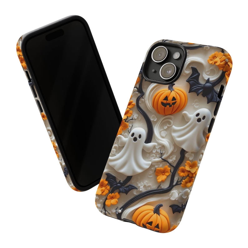 Ghost Halloween Phone Case Cute Ghosts Adorable Fall Autumn Casper Jack-o-lanterns Collage Trendy iPhone 17 16 15 14 13 Samsung bild 3