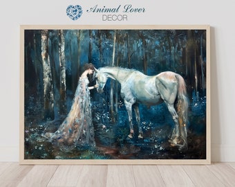 Princess Lilly and Horse in the Dark Woods, Fairy Tale Art, Magical Forest, Dark Forest Arte, Horse Arte, Princess Decore, Girls Bedroom