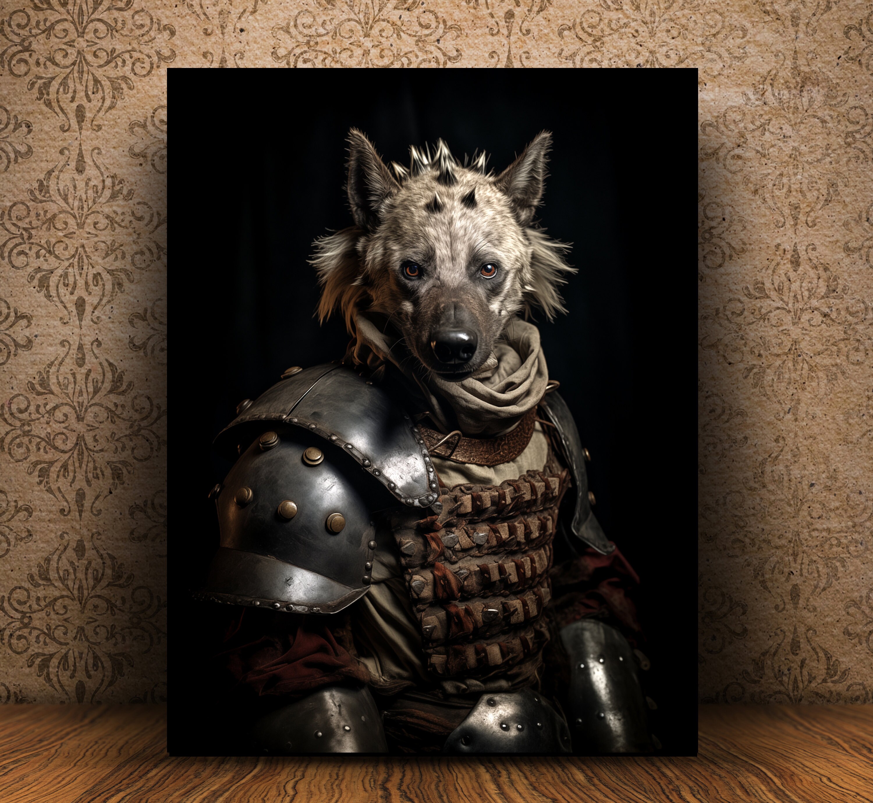 Hyena Knight Medieval Hyena, Canvas Decore, Printable Hyena Art ...