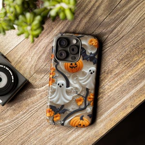Ghost Halloween Phone Case Cute Ghosts Adorable Fall Autumn Casper Jack-o-lanterns Collage Trendy iPhone 17 16 15 14 13 Samsung bild 5