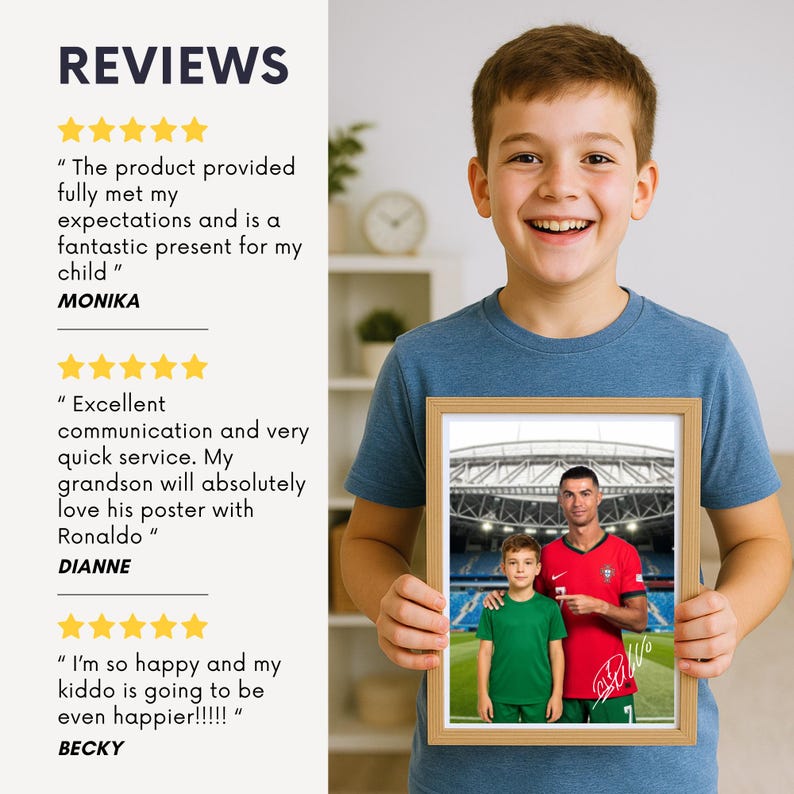 Custom Ronaldo Portrait Personalized CR7 Football Gift Customizable Soccer Poster Cristiano Ronaldo Print From Your Photo image 3