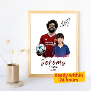 Personalisiertes Salah Poster Personalisierter Salah inLivercover Druck Signiertes Salah Foto mit Fan Kundenspezifisches Fußballgeschenk Fußball-Geburtstagsgeschenk-Wandkunst