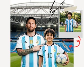 Custom Poster for Soccer Kid Messi Portrait from Photo Personalized Football World Cup Print