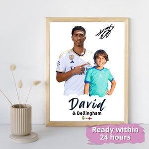 Póster personalizado de Jude Bellingham, regalo de fútbol personalizado, impresión firmada de Bellingham, póster de fútbol del Real Madrid Bellingham.
