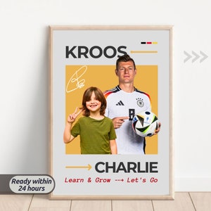 Cartel personalizado de Kroos Regalo de fans de Kroos Impresión de fútbol personalizada Regalo del equipo de fútbol de Alemania Fanático de los deportes Arte Póster de fútbol motivacional