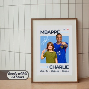 Personalized Mbappe Poster Soccer-Themed Birthday Gift Personalized Football Gift Custom Mbappe Football Memorabilia Kylian Mbappe Fan Gift
