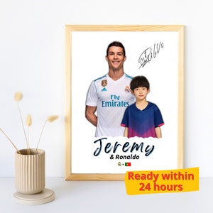 Pôster personalizado do Cristiano Ronaldo Foto personalizada do Real Madrid com Ronaldo CR7 Foto com fã Presente de futebol personalizado Presente de aniversário de futebol