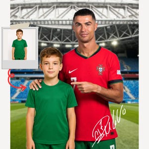 Kundenspezifisches CR7 Porträt personalisierte Cristiano Ronalo Fußballgeschenk-Druck von Ihrem Foto