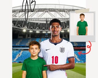 Custom Gifts for Soccer Fans Bellingham Portrait from Photo Personalized Football Birthday Print
