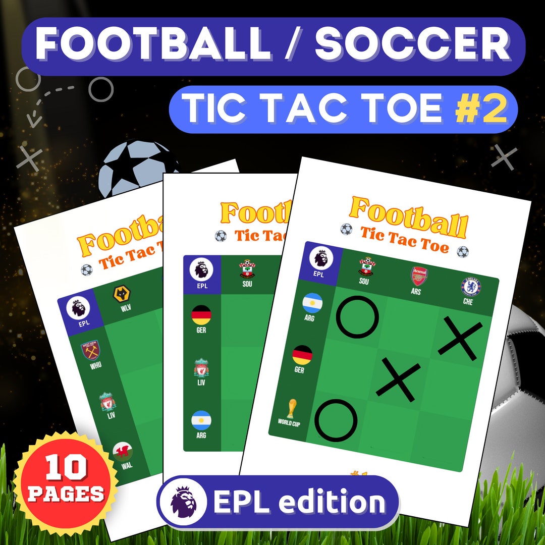 Football Tic Tac Toe Quiz, Football Party Fun Game, Birthday Soccer Game, Soccer Game Show