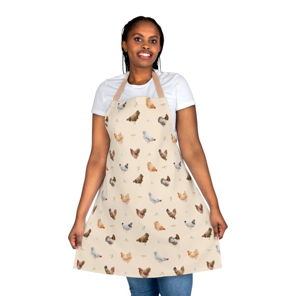 Farmhouse Chic: Chicken Print Apron - Illustrated Kitchen Accessory, Quirky Gift for Chicken Lovers"