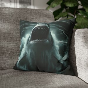 Vintage Gothic Styled Shark Breaching Water Pillow Case | Shark Pillow | Animal Lover Pillow | Housewarming Gifts | Unique Pillow |