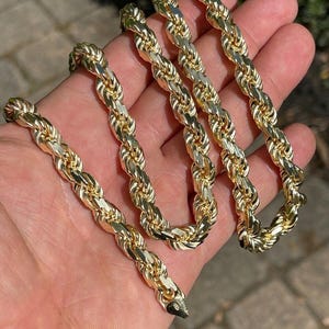 8mm Thick Men's Rope Chain 14k Gold Over Real Solid 925 Sterling Silver ...