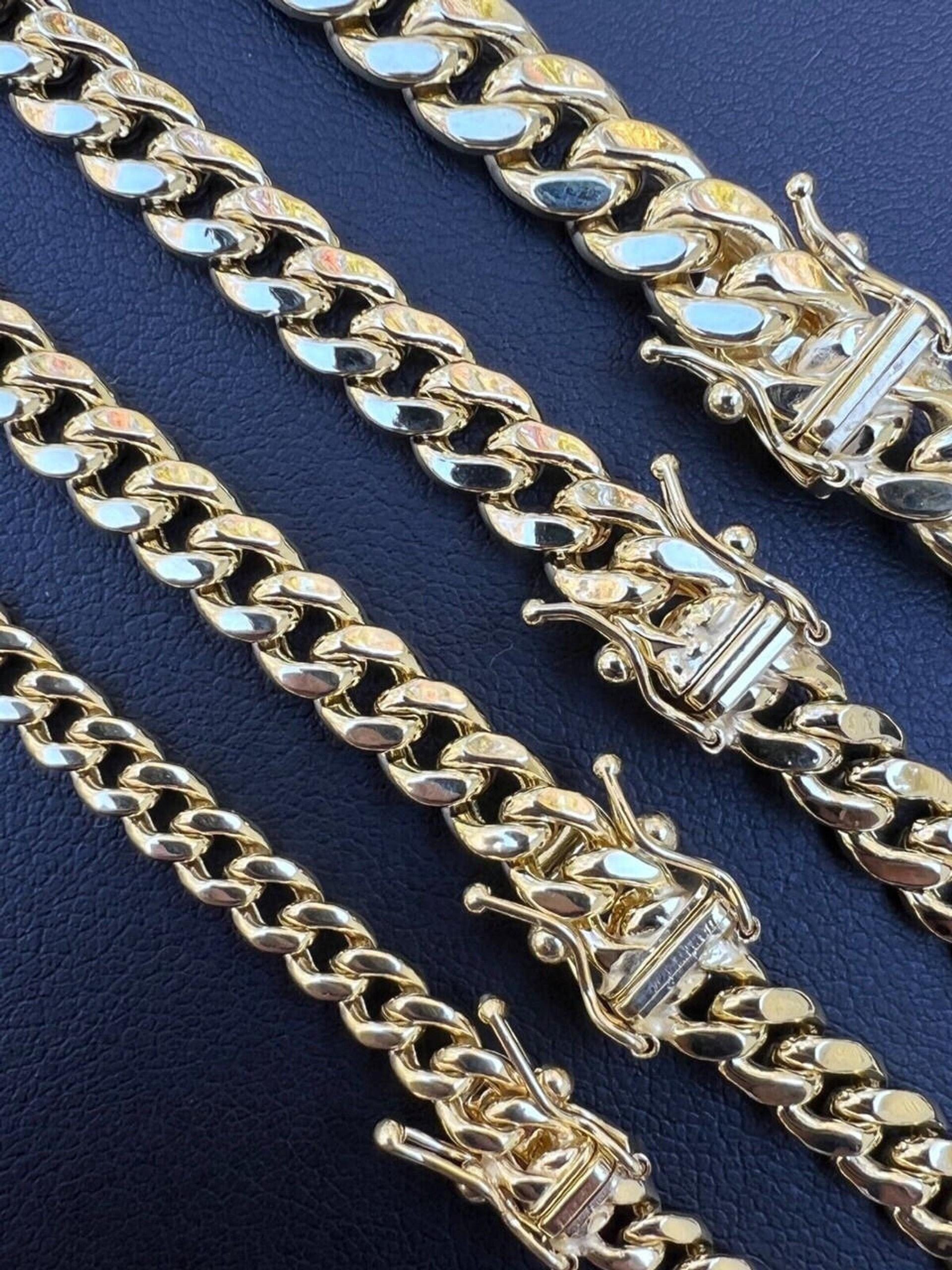 カリメロ太郎 14k HOLLOW Real Yellow Gold Miami Cuban Link Chain Necklace