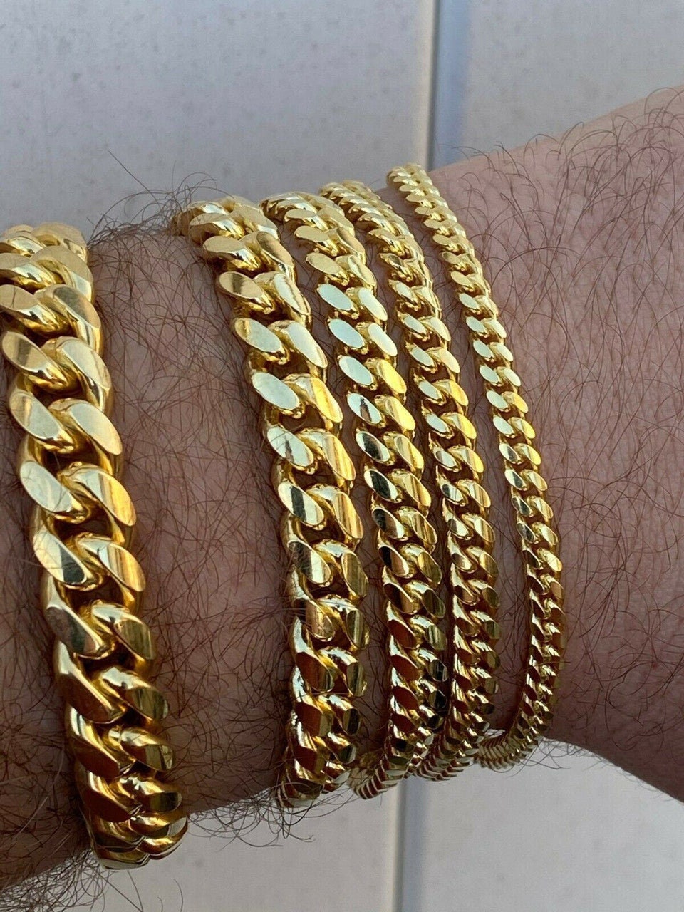 Miami Cuban Link Bracelet Solid 925 Sterling Silver 14k Gold Box Clasp ...