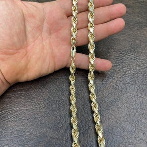 8mm Thick Men's Rope Chain 14k Gold Over Real Solid 925 Sterling Silver ...