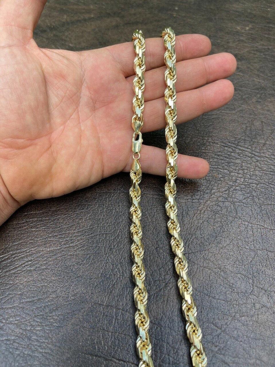 8mm Thick Men's Rope Chain 14k Gold Over Real Solid 925 Sterling Silver ...