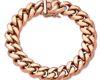 Miami Cuban Link Bracelet - 14k Rose Gold Plated Stainless Steel