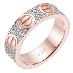MOISSANITE Love Ring Eternity Band - 14k Rose Gold, 14k Gold Vermeil or 925 Silver