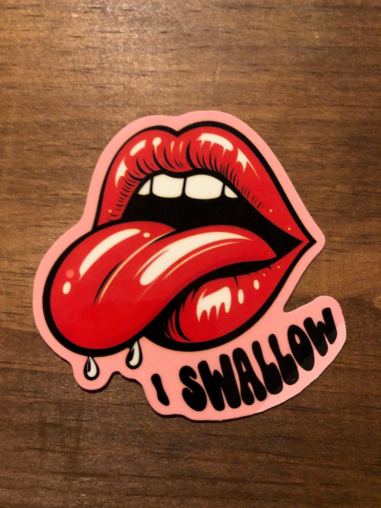 I Swallow, Sexy Lips and Tongue Sticker, Explicit Sticker, I Swallow Waterproof Water Bottle