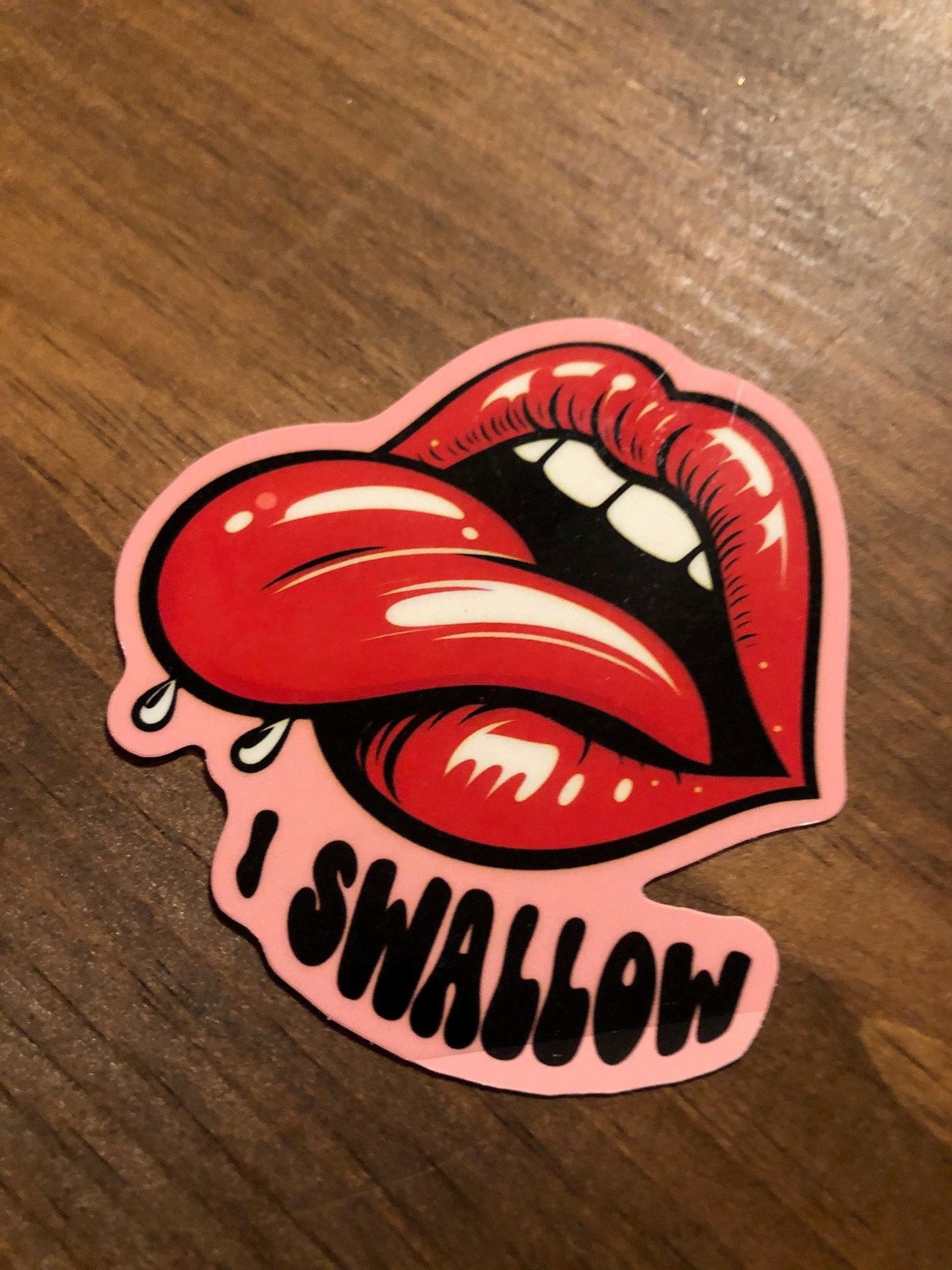I Swallow, Sexy Lips and Tongue Sticker, Explicit Sticker, I Swallow Waterproof Water Bottle