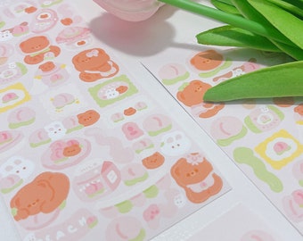 Peach sticker sheet | matte vinyl | journal | stationery