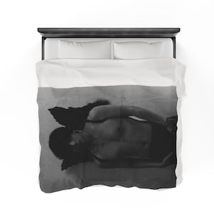 BTS V Taehyung Image on Velveteen Plush Blanket Throw for BTS Room Type 1 Shirtless Wings Personal Instagram Fan Collection
