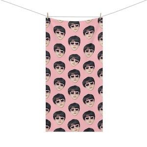 BTS Jin Sunglasses Pattern Pink Mink-Cotton Beach Pool Shower Bath Towel Seokjin Bangtan WWH