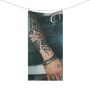 BTS Jungkook Close Up Tattoo Arm Image on Mink-Cotton Beach Pool Shower Bath Towel JK Bangtan Kookie
