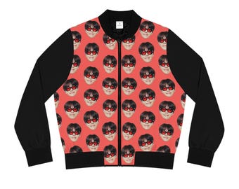 BTS J-Hope Face Pattern on Women's Bomber Jacket Hobi Hoseok Army Stan Outerwear