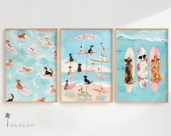 砂浜の足跡が待っています | かわいい海の犬好きのアート | 楽しい