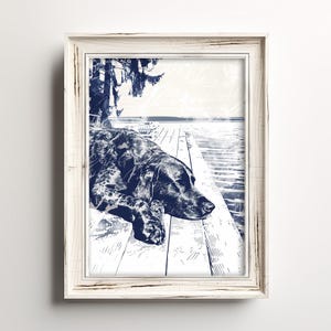 Labradordock Nick | Hunde Katzen Kunst | Minimalistischer Kunstdruck Retriever Skizze Kunst | Strand Cottage Dekor | Hund Printable | Herunterladen