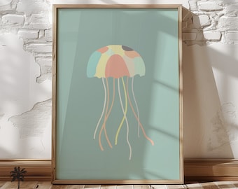 Oktopus Print Kunst | Meerestiere Kinderzimmer | Einfache Kinderzimmer Kunst | Pastell Kinderzimmer Dekor | Küsten Ozean Printable | Digitaler Download
