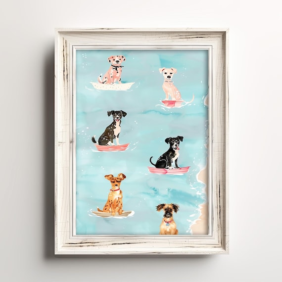 気まぐれなボート遊びをする犬たち | 犬好きのための空想的なアート