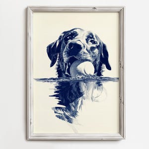Niedliche Küstenhunde | Schöner Labrador Retriever | Summer Home Wandkunst | See Hund Skizze Kunst | Strand Cottage Dekor | Hund Printable | Herunterladen