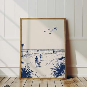 Beach Dog Walkers | Minimalist Dog Sketch Art | Coastal Summer Artwork | Beach House Cottage Decor | Printable & Digital Download