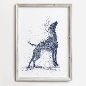 Lake Dog Drying Off | Lake Cottage Living Room Decor | Dog Sketch Print | Summer Lake Artwork | Fun Dog Printable | Digital Download