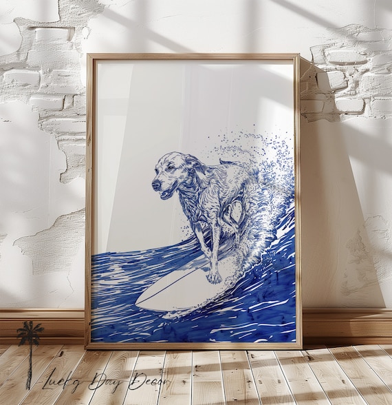 サーフィン犬ラブラドール波プリント - 犬好きのラブラドールママへの