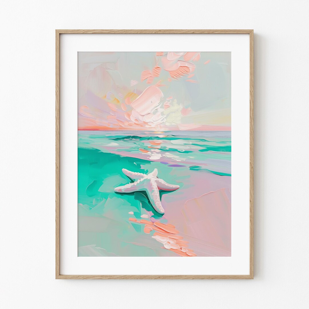 Pastel Starfish Sunset | Sea Life Ocean Painting | Colorful Pastel