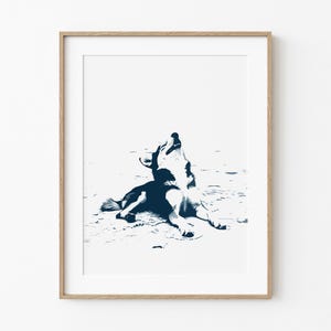 Happy Coastal Husky | Simplistic Coastal Dog Art | Summertime Beach Cottage Decor | Husky Dog Mom Art | Blue Sketch | Dog Printable Download