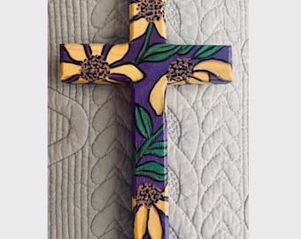 hand painted wooden cross