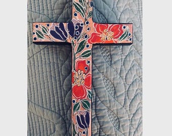 hand painted wooden cross