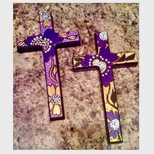 hand painted wooden cross