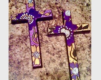 hand painted wooden cross