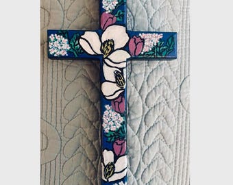 hand painted wooden cross