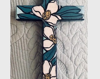 hand painted wooden cross