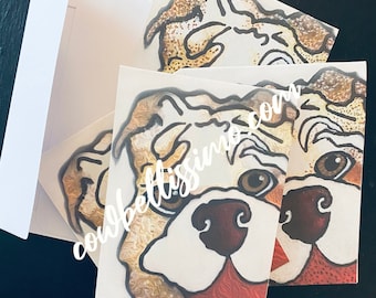 8 bulldog notecards                       (*I will remove my "cowbellissimo.com" watermark before printing your order.)