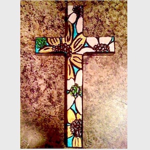 hand painted wooden cross